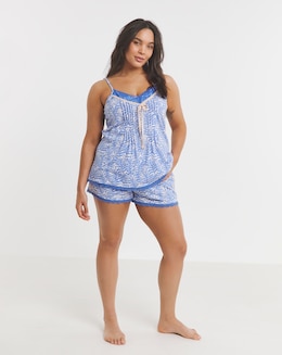 Joe Browns Fern Print Short Pyjama Set Cornflower Blue