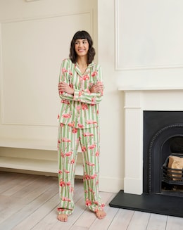 Chelsea Peers Cotton Jersey Flamingo Stripe Pyjama Set
