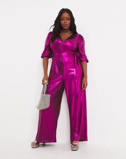 Lovedrobe Metallic Tie Waist Jumpsuit