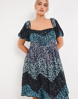 Maya Curve Sequin Skater Dress