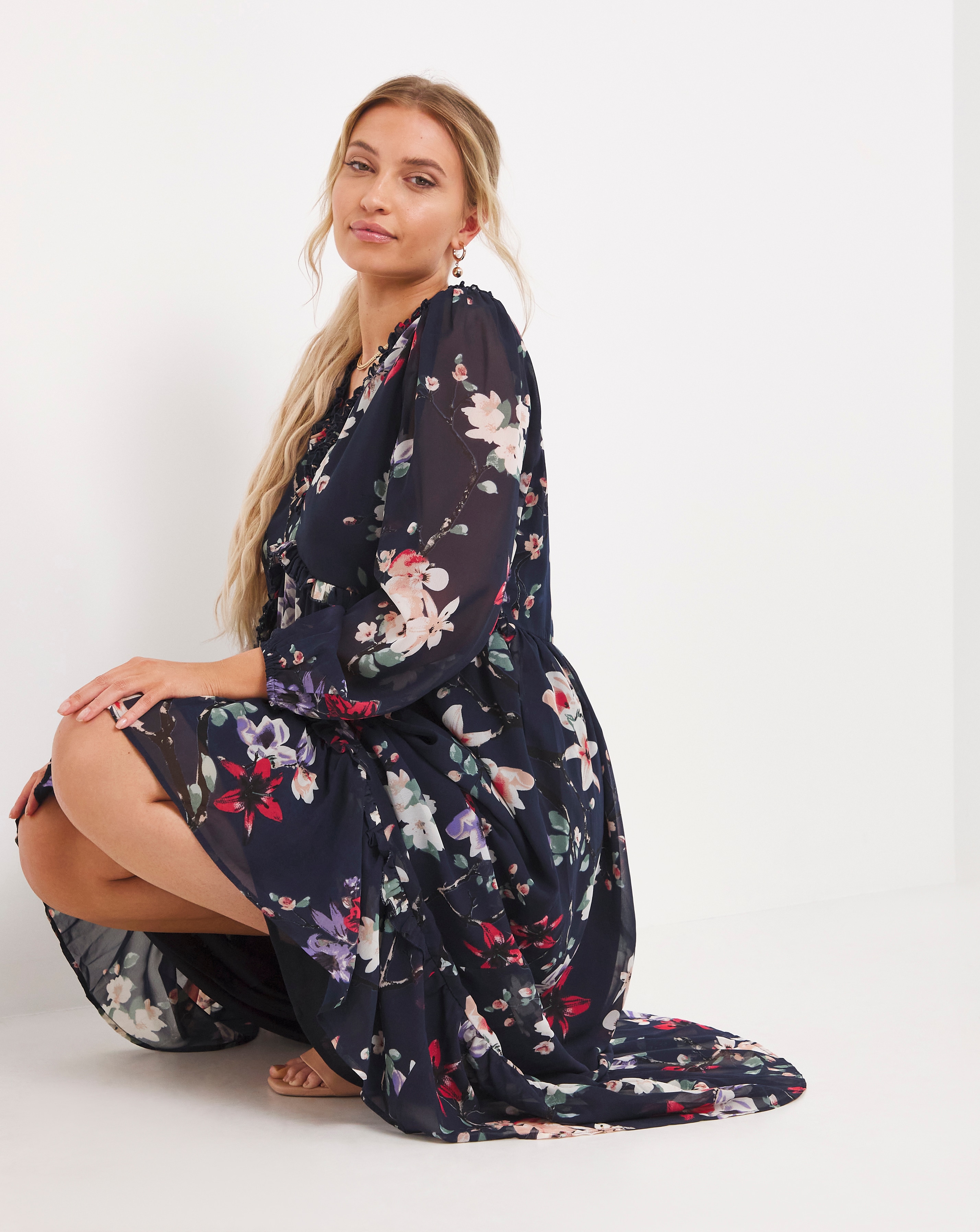 Finery London Adalia Satin Daisy Dress Simply Be