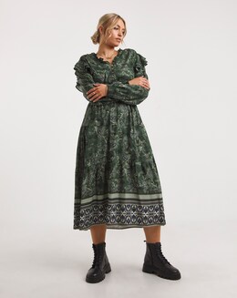 Joe Browns Frill Detail Paisley Print Boho Midi Dress