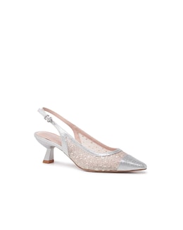 Paradox London Tamsin Crystal Mesh Kitten Heel Shoes