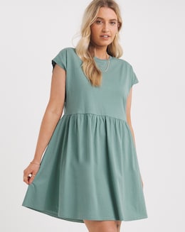 Green Jersey Smock Dress