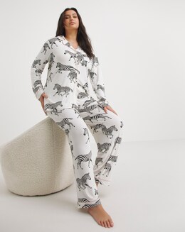 Chelsea Peers Jersey Zebra Print Long Pyjama Set