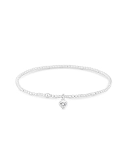 Simply Silver Sterling Silver 925 Cubic Zirconia Heart Stretch Bracelet