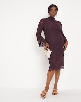 Joanna Hope High Neck Lace Midi Dress