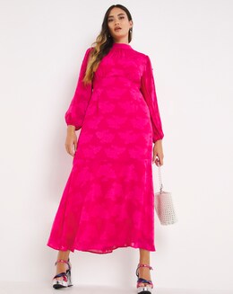 Joanna Hope Button Sleeve Burnout Maxi Dress