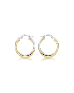 9ct Gold 2 Tone Tube Crossover Earrings