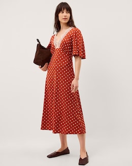 Monsoon Peri Polka Dot Jersey Midi Dress - Image