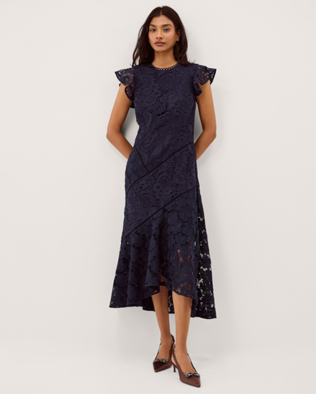 Blue Cap Sleeve Wedding Guest Dresses
