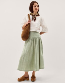 Monsoon Gaia Gingham Midi Skirt - Image