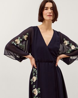 Monsoon Clara Floral Midi Wrap Dress - Image