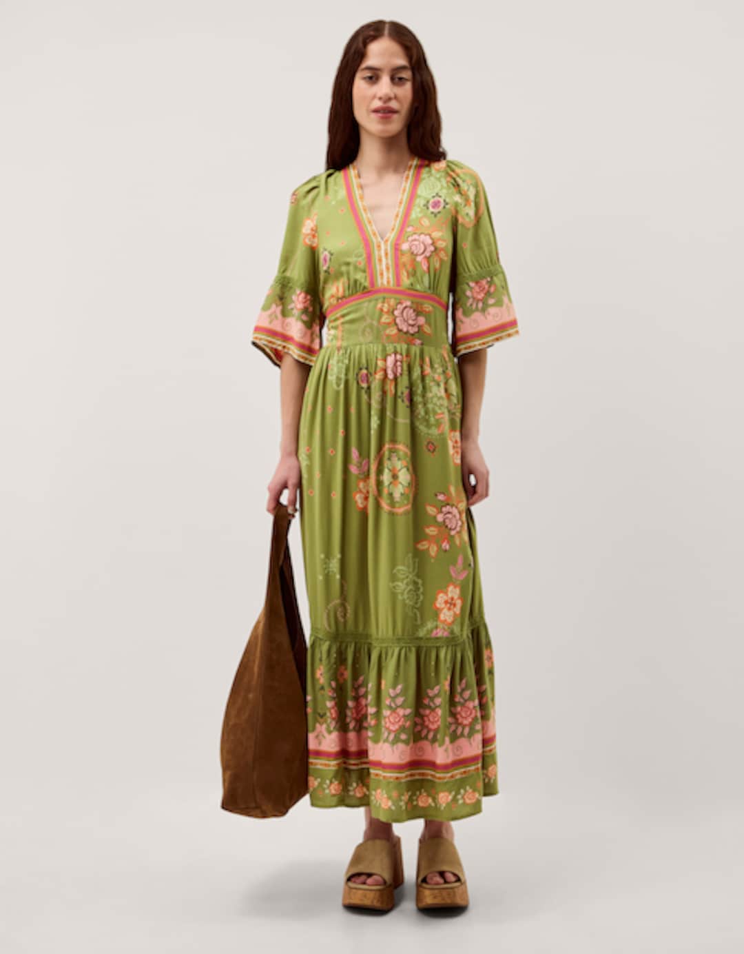 slim fit dress slacks Monsoon Green Tea Midi Dress UK M