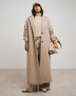 Mocha Faux Wool Maxi Coat - Image