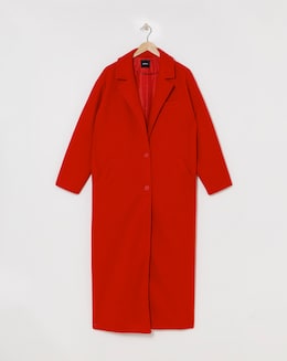 Red Faux Wool Maxi Coat - Image