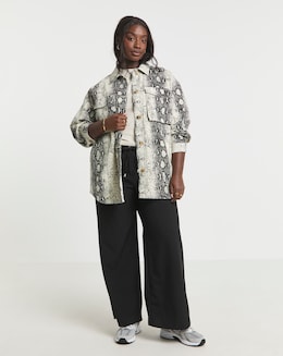 Black Snake Print Utility Shacket
