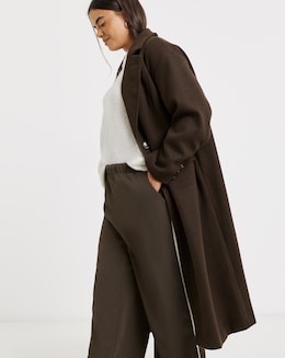 Chocolate Midaxi Faux Wool Coat - Image