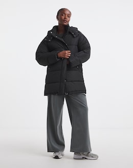 Black Mid Line Padded Coat