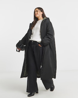 SBE Black Hooded Longline Bomber - Image