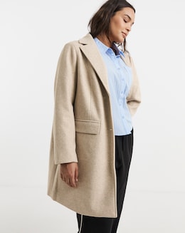Oatmeal Short Faux Wool Coat - Image