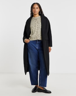 Black Midaxi Faux Wool Coat - Image