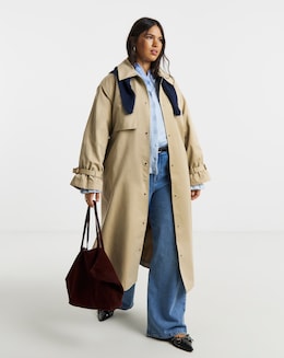 Simply Be Stone Premium Maxi Trench Coat - Image