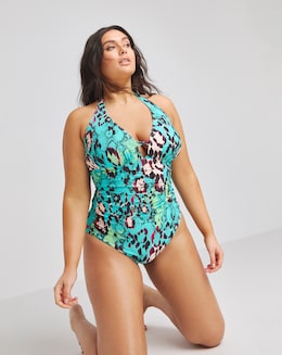 Sculpt Ruched Halterneck Tummy Control Swimsuit