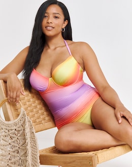 Ombre Underwired Halterneck Swimsuit
