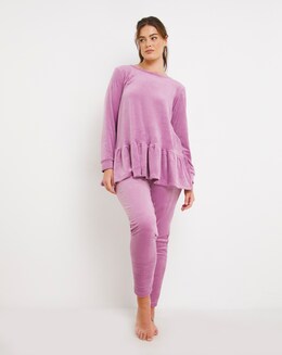 Pretty Secrets Velour Peplum Top &amp; Legging Lounge Set