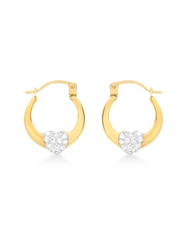 9ct Gold Crystalique Heart Earrings