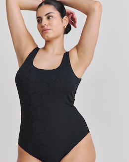 Chelsea Peers Jacquard Shell Scoopback Swimsuit Black