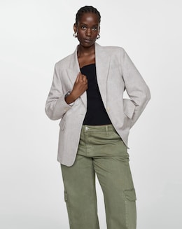 Mango Houndstood Linen Jacket Blazer