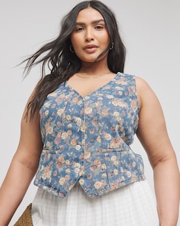 Joe Browns Floral Denim Waistcoat