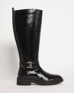 Elasticated Back Buckle High Leg Boot E Fit Curvy Calf