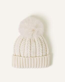 Accessorize Faux Fur Pom-Pom Beanie Hat