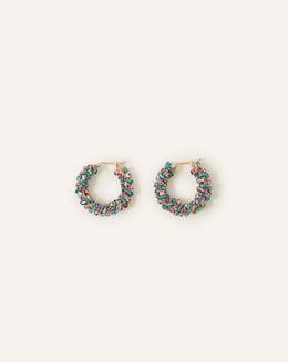 Accessorize Bead and Gem Hoop Earrings