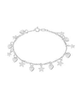 Sterling Silver Heart &amp; Star Bracelet