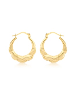 9CT Gold Patterned Scallop-Edge Earrings