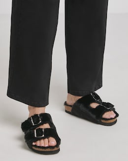 Garcia Fluffy Two Strap Footbed Slippers Extra Wide EEE Fit