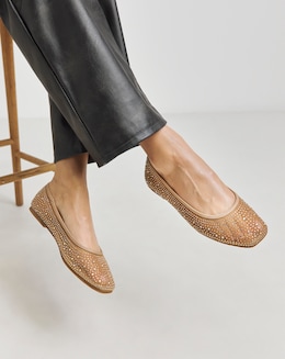 Luminous Embellished Mesh Ballet Flats Extra Wide EEE Fit