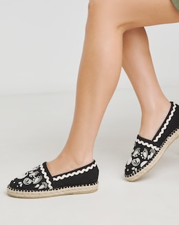 Jenner Embroidered Espadrille Shoes Wide E Fit