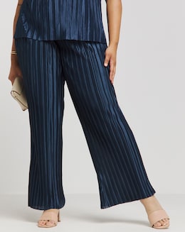 Joanna Hope Metallic Plisse Wide Leg Trousers