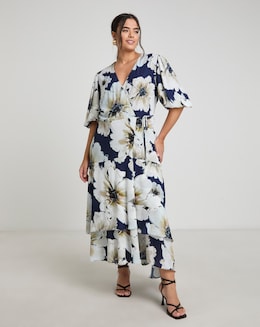 Joanna Hope Wrap Dress With Puff Sleeves