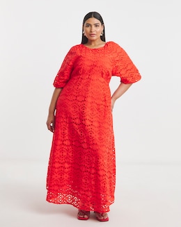 Joanna Hope Puff Sleeve Broderie Dress