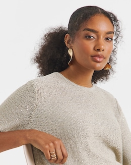 Joanna Hope Short Sleeve Sequin Knit Jumper