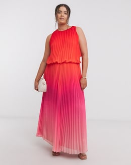 Joanna Hope Halter Neck Ombre Pleated Dress