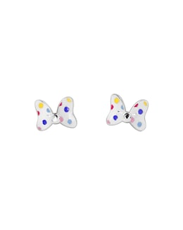 Sterling Silver Minnie Mouse Polka Dot Bow Stud Earrings
