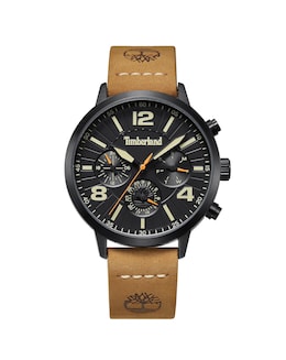 Timberland Black Mutli Dial Tan Leather Strap Watch