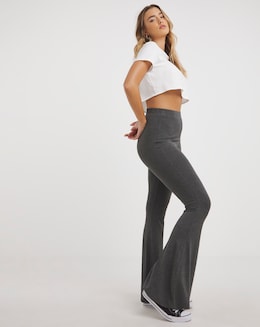 Charcoal Jersey Flared Trouser